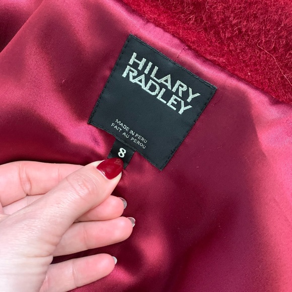 Hilary Radley Red Button-up Llama & Wool Coat Jacket - Picture 6 of 7